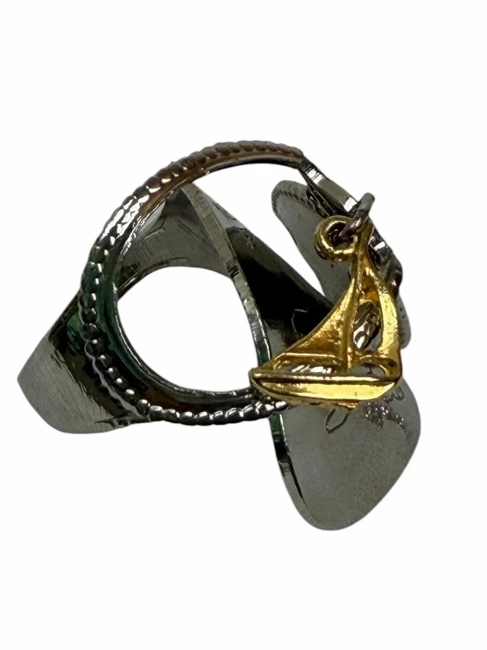 Vintage Cape May NJ Souvenir Spoon Ring with Charm - Size 8